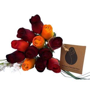 1 Dozen Dark Fall Harvest Colors Yellows, Oranges, Reds The Original Wooden Rose
